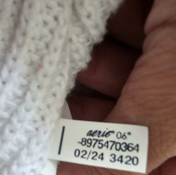 Aerie Beyond Cropped Sweater White Coral Red Stripes Size S - Picture 6 of 8